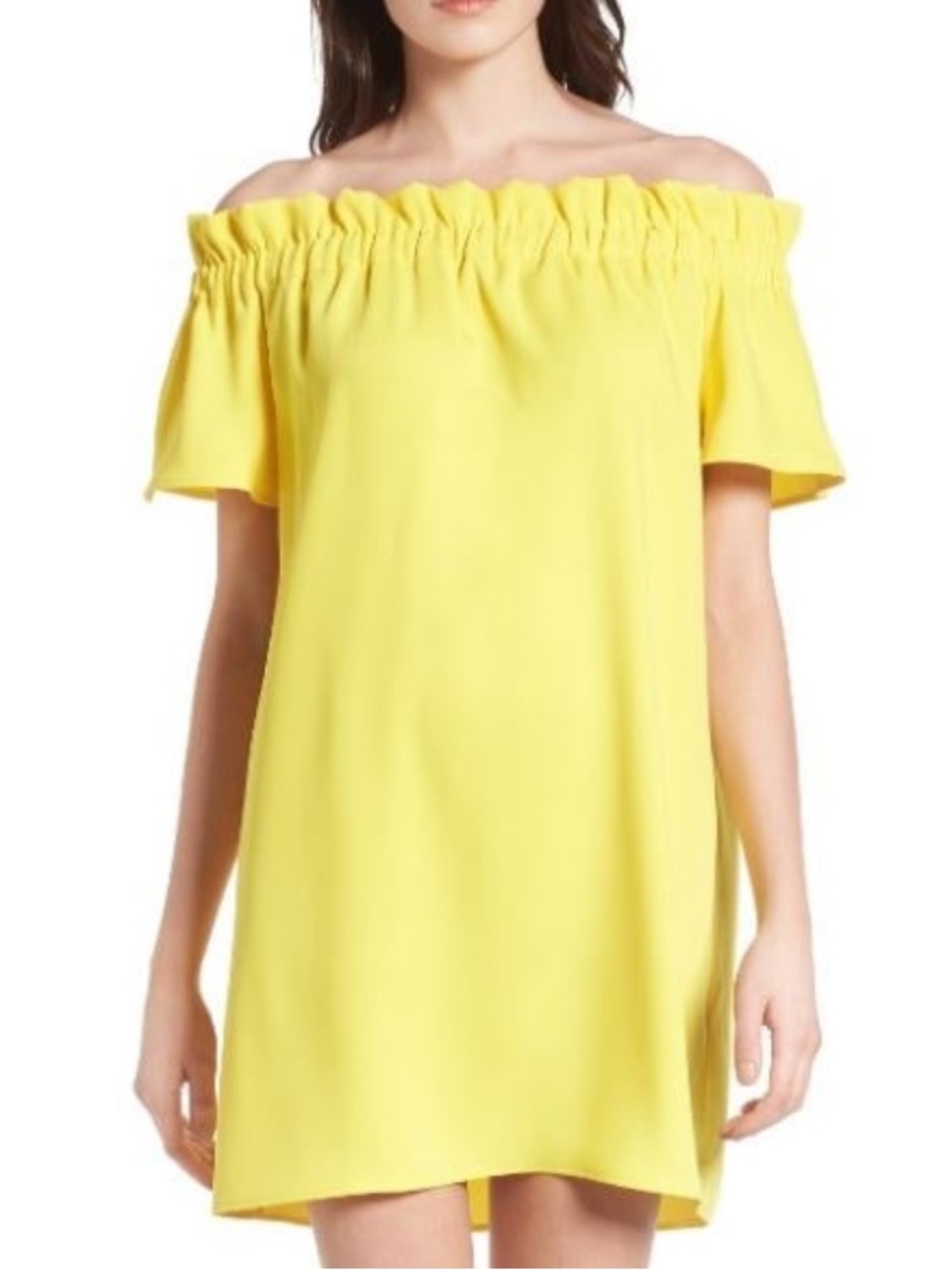 Bright Yellow Ruffle-Neck Summer Dress - Picture 15 of 15